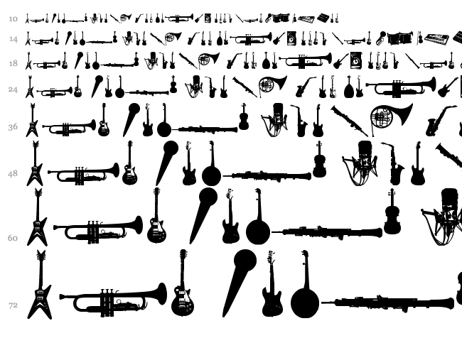 Music TFB font waterfall